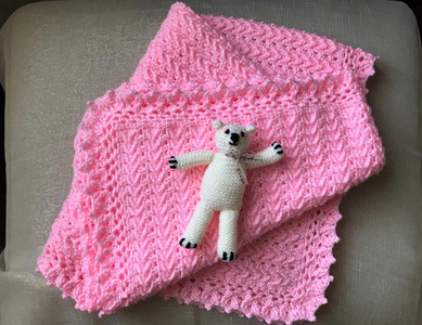 Brenda, baby girl blanket and teddy, crochet. 1.21.jpg